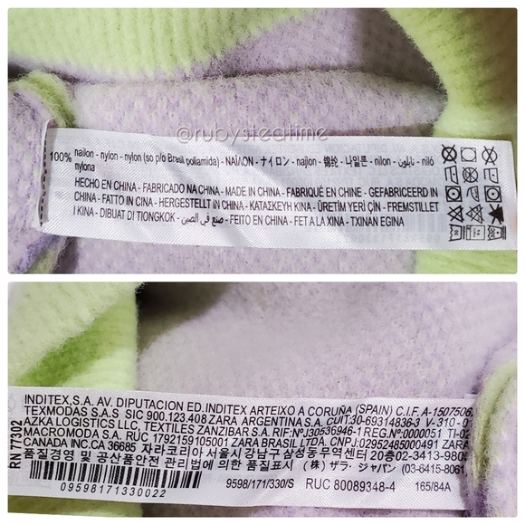 ZARA Pastel Argyle Polo Short Sleeve Sweater,Rhinestone Buttons,Wide Collar, NWT - Picture 9 of 9